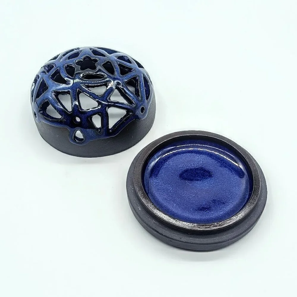 ESP Pottery Glazed Clay Candle Holder - Blue